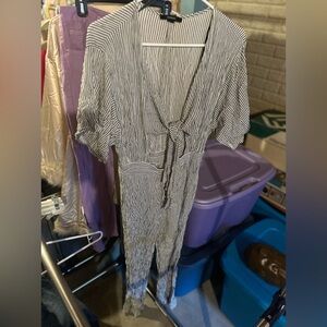 Forever21 size medium navy/white striped jumpsuit